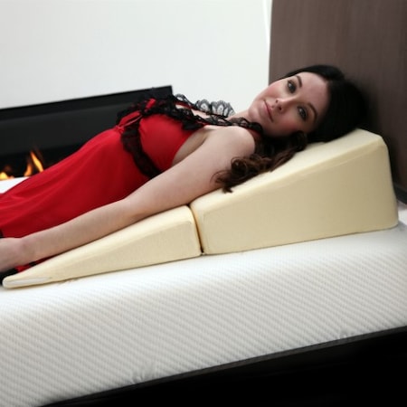 Hastings Home Folding Wedge Pillow Supportive Memory Foam with Cover, for Pregnancy, Snoring, Back Pain, Better Sleep 656874GSV